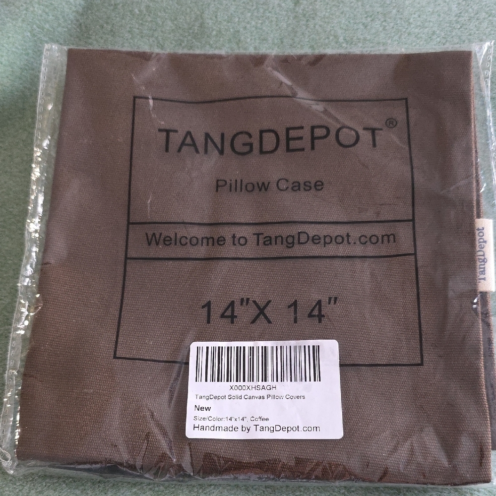 TangDepot Brown Pillow Cover 14x14 W/ Zippet